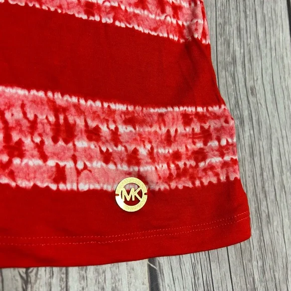 Michael Kors Women’s Large Red Dark Clementine Cold Shoulder Tassled Top Blouse - Picture 6 of 10